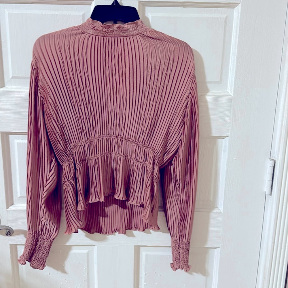 Zara pleated, high neck top